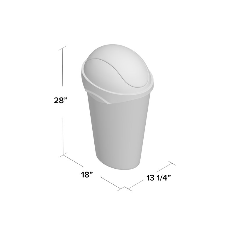 12 gal. Plastic Swing Top Kitchen Trash Can - Basics by Wayfair™, Black