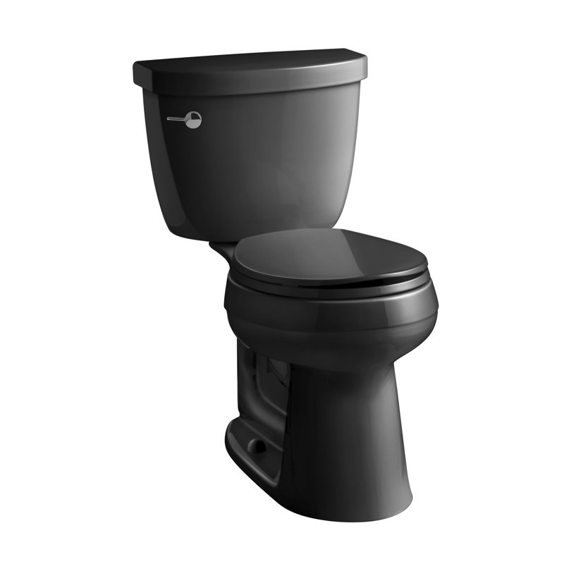 Cimarron 1.28 GPF Round Toilet, Black, Right-Hand