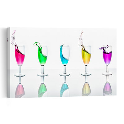 Vibrant Drink Splashes Abstract Colorful Minimalist Violet Wall Art Print by Petri Damsten - Print