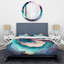 Ensemble de housse de couette en microfibre / polyester Blue Blue Abstract Geode I Bedding-1636157632