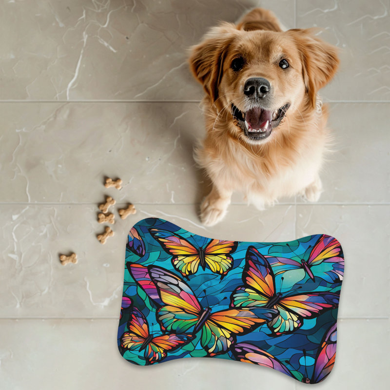 Mosaic Winged Art - 1 Piece Bone Shape Feeding Mat, 18"