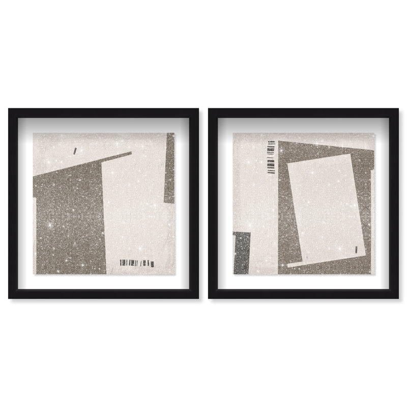 Structural Set Shadowbox Abstract Print by Oliver Gal, Black Frame, 12 x 12, 25.5"H x 25.5"W, Black Shadowbox
