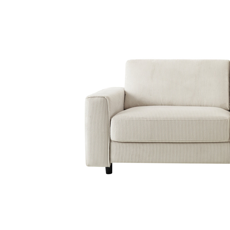 Modern Minimalist 3-Seater Corduroy Sofa, Beige, Suitable For Daily Home Use, Beige, 33.03" H x 86.03" W x 32.03" D