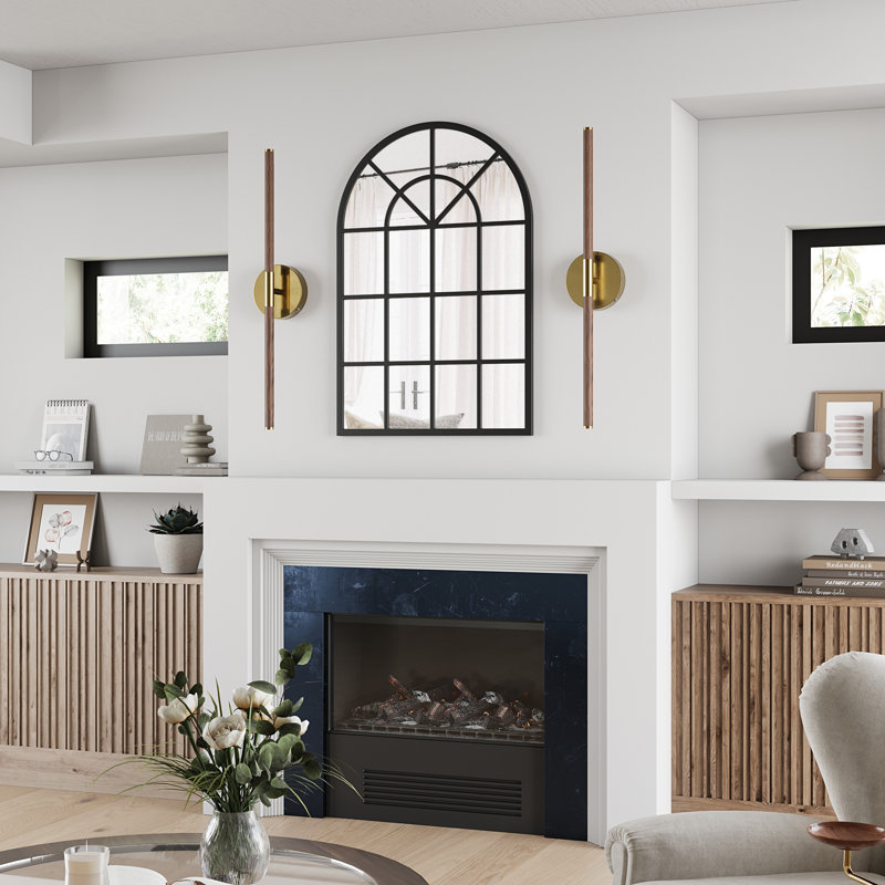 Battery Operated Flush Mounted Wall Sconces With Remote Control, 24" H x 3.4" W x 3.4" D