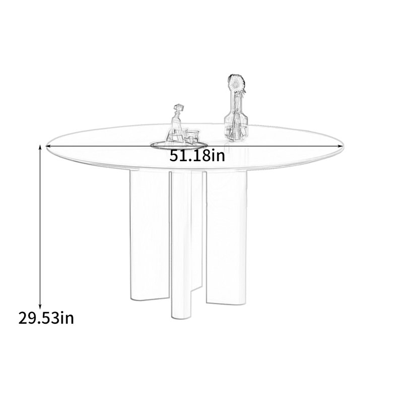 Table de salle à manger de style français, H 29,53 po x L 51,18 po x l 51,18 po