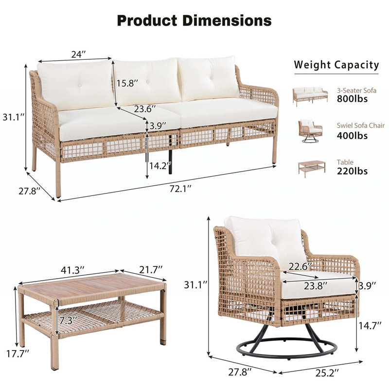 Ensemble de mobilier d'extérieur avec assise confortable et design polyvalent pour la détente