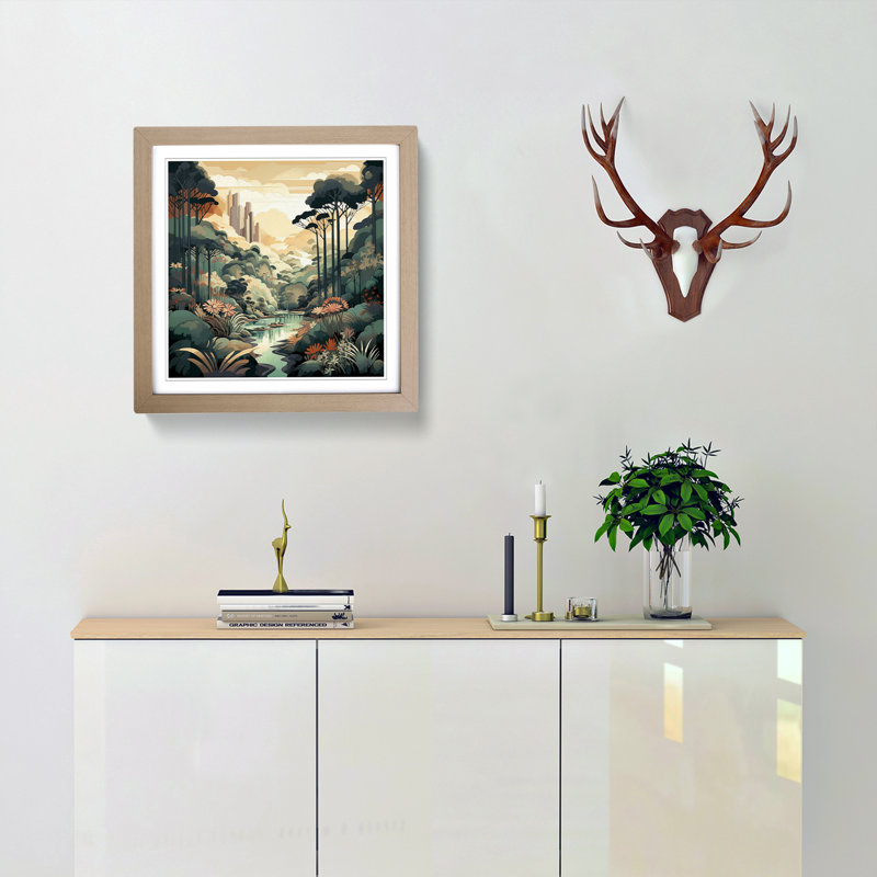 Landscape Deco No.1 - Single Picture Frame Print, Oak