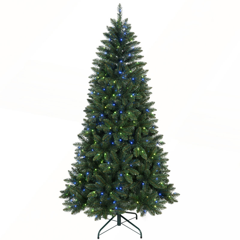 Arbre de Noël intelligent RVB 9 pi avec 620 lumières DEL, 1721 pointes en PVC, 38 fonctions d'éclairage, synchro de musique et support en métal