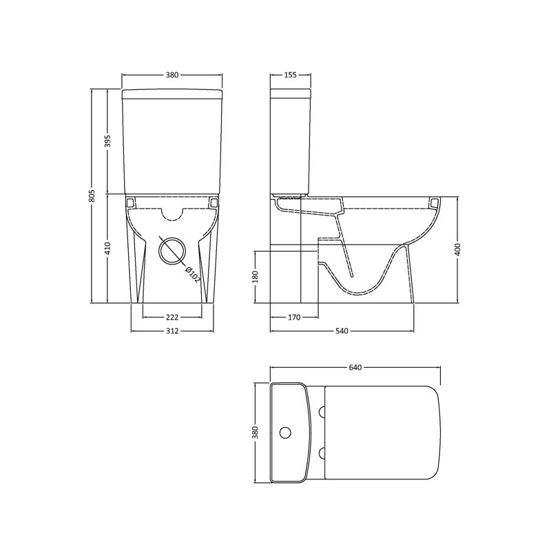 Nuie Arlo 6L LPF Square/Rectangular Floor Mounted Kit (Seat Included)