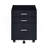 Rectangular Mobile Cabinet With 3 Drawers, Black And Chrome
