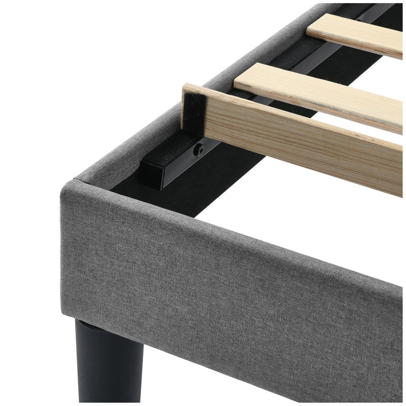 Simple Grey Bed frame, Adjustable Headboard, Queen