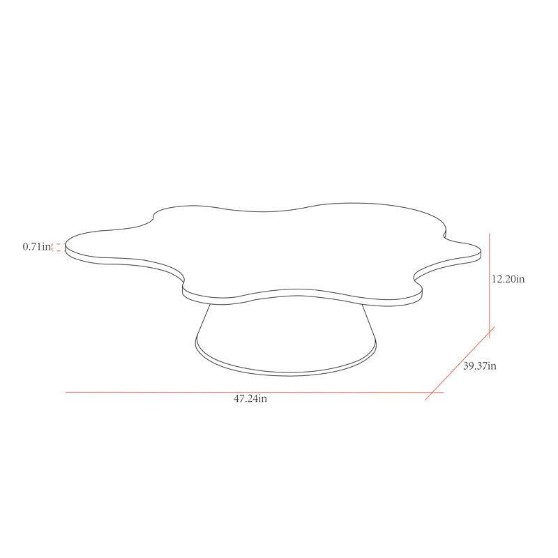 Serena Marble Coffee Table, 12.2" H x 39.4" L x 47.2" W, Gray