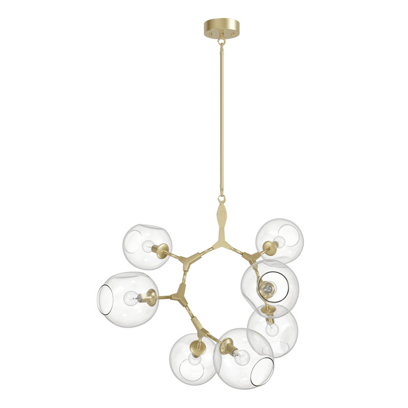 Maclean 7 - Light Dimmable LED Sputnik Modern Linear Chandelier, Brushed Brass