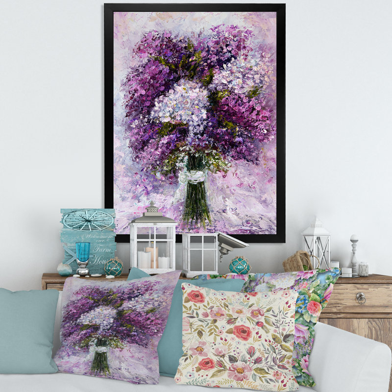 Mauve jacinthe - peinture sur toile encadrée, Toile avec cadre noir, H 32 po x l 24 po x P 1 po