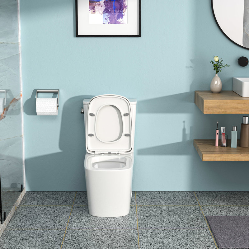 Toilette en céramique moderne avec chasse d'eau silencieuse et propre - siège à fermeture douce, chasse d'eau à siphon, faible absorption d'eau, purement rapide