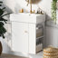 Armoire de salle de bain moderne 21,6 pouces - lavabo en céramique, rangement à droite, meuble-lavabo tendance-1196764289
