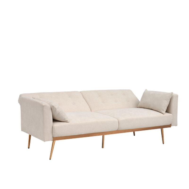 Canapé à accoudoirs évasés 78 po, 100% coton beige clair