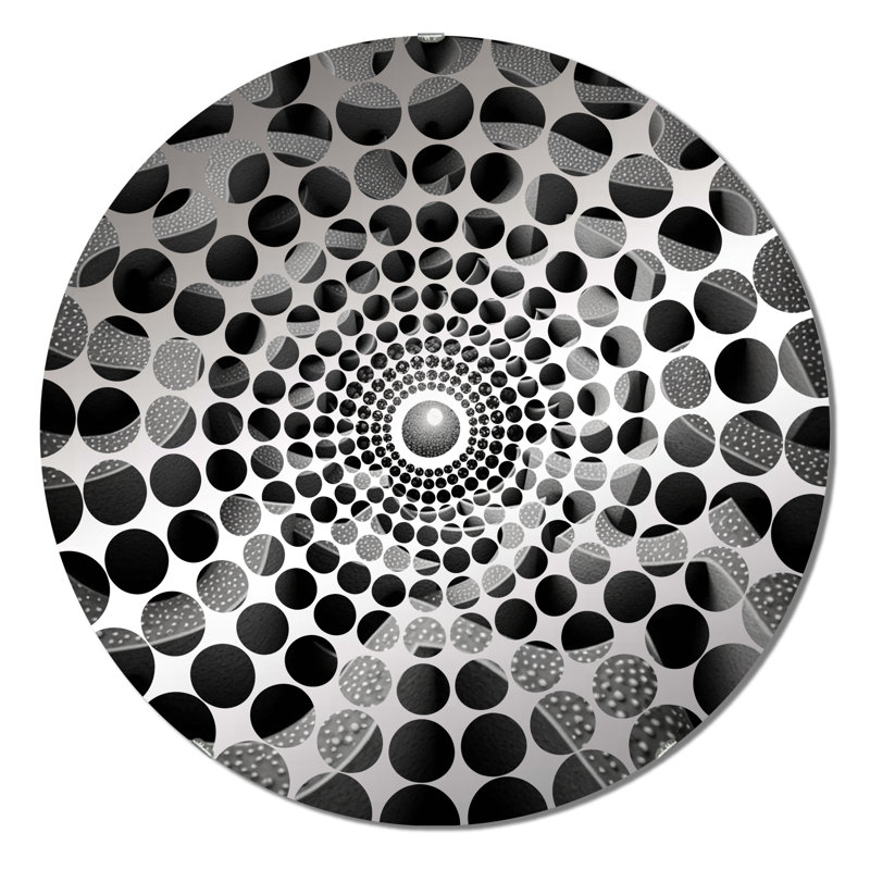Through The Rabbit Hole Black White Maze II - Concentric Circles Decorative Mirror, 31.4" x 31.4"