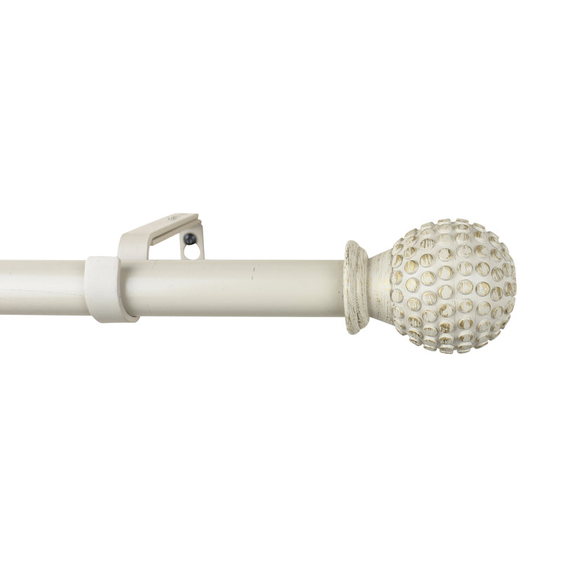 Tringle à rideaux simple ajustable Dijana, 48 po - L 84 po, Blanc doré de France