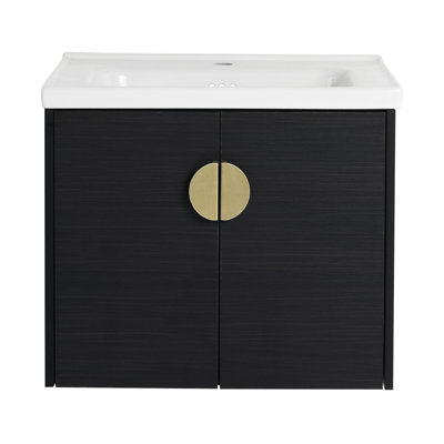 Meuble-lavabo à fermeture en douceur avec lavabo, pour petite salle de bain