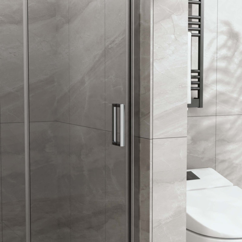 Panneau de douche pivotant en verre trempé transparent Bifold, Chrome chrome