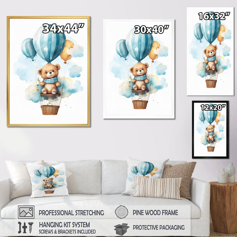 «Nursery Bear Cub Children Dreams II», Toile tendue, H 32 po x l 16 po x P 1 po