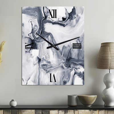 Abstrait noir et blanc - Horloge murale abstraite en métal
