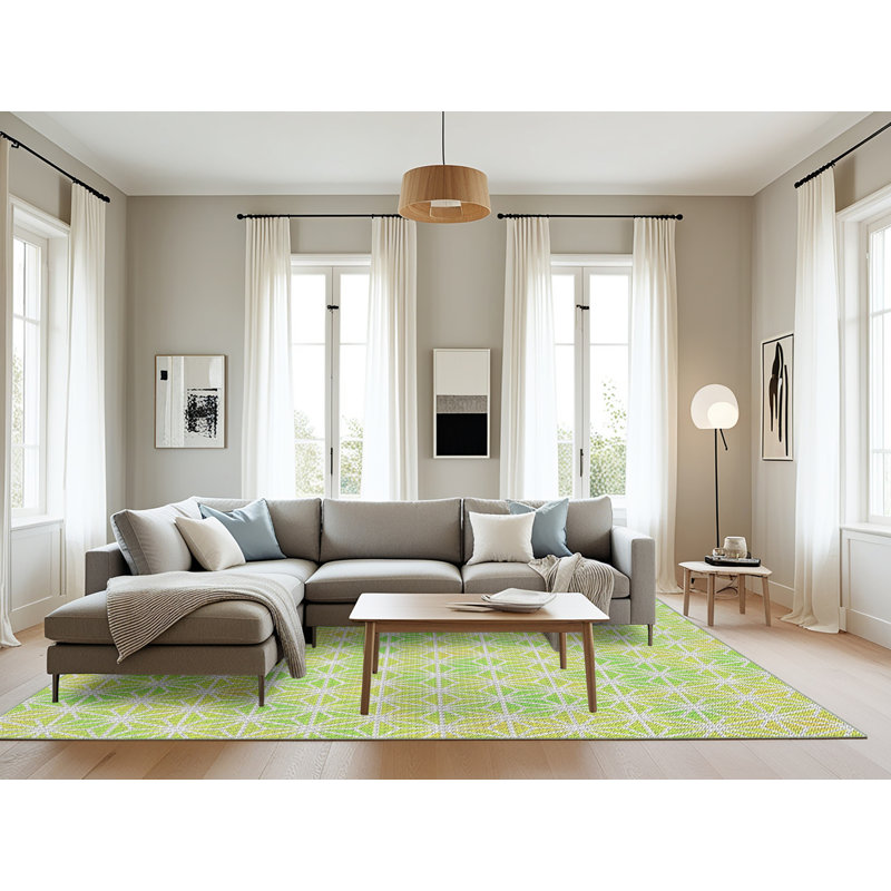 Tapis vert à motif géométrique Satterblanc, Rectangle 8 pi x 10 pi