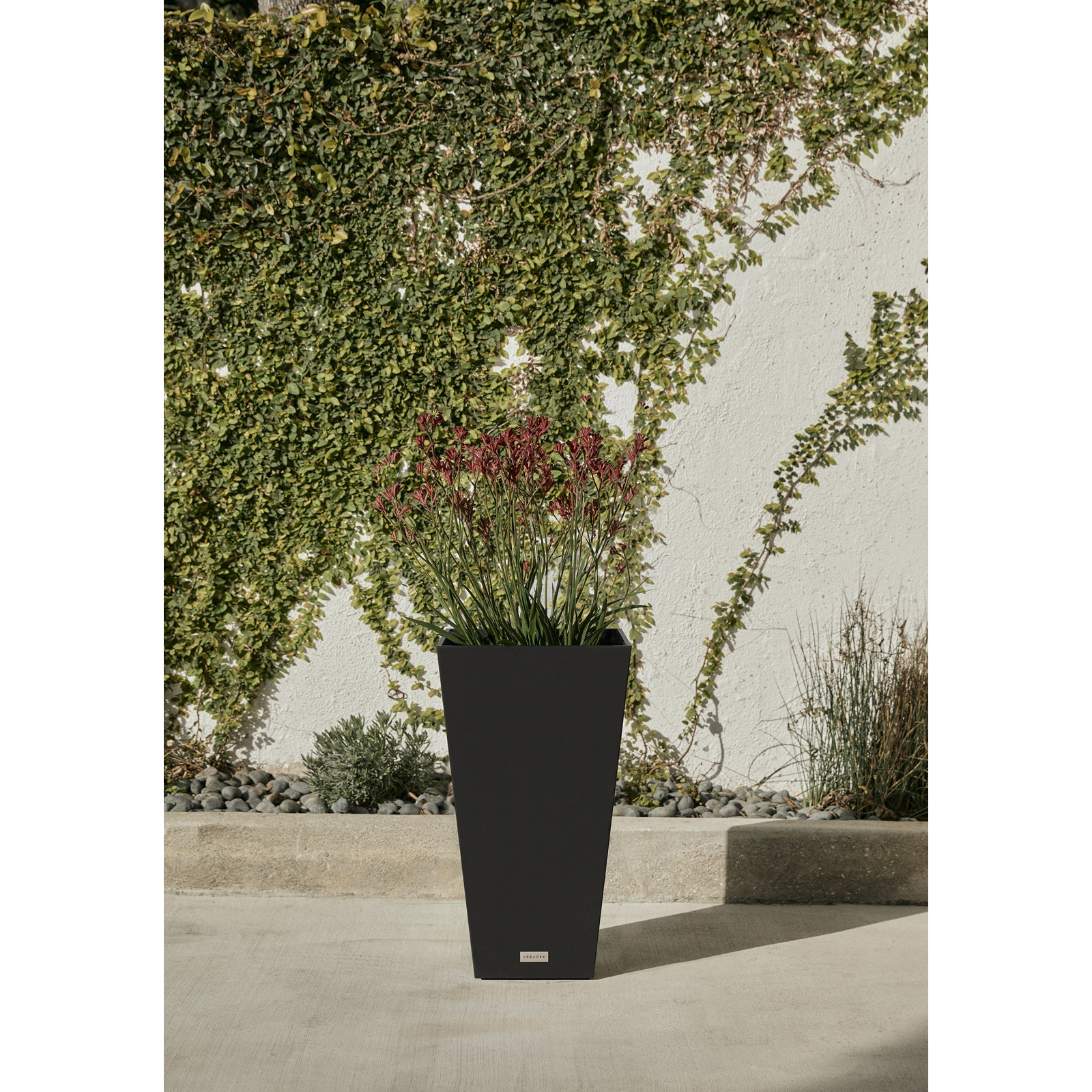 Pure Series Midland Planter, Black, 24.25" H x 13.5" W x 13.5" D, Set of 1