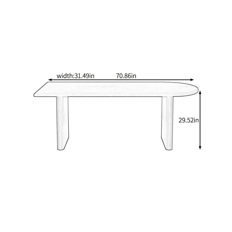 Healthy and natural solid wood dining table, 29.52"H x 70.86"L x 31.49"W
