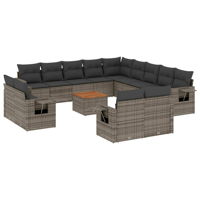  Ensemble de canapé de jardin gris, gris foncé