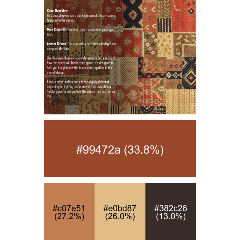 Tapis brun clair / rouge / brun, Rectangle 5 pi x 8 pi