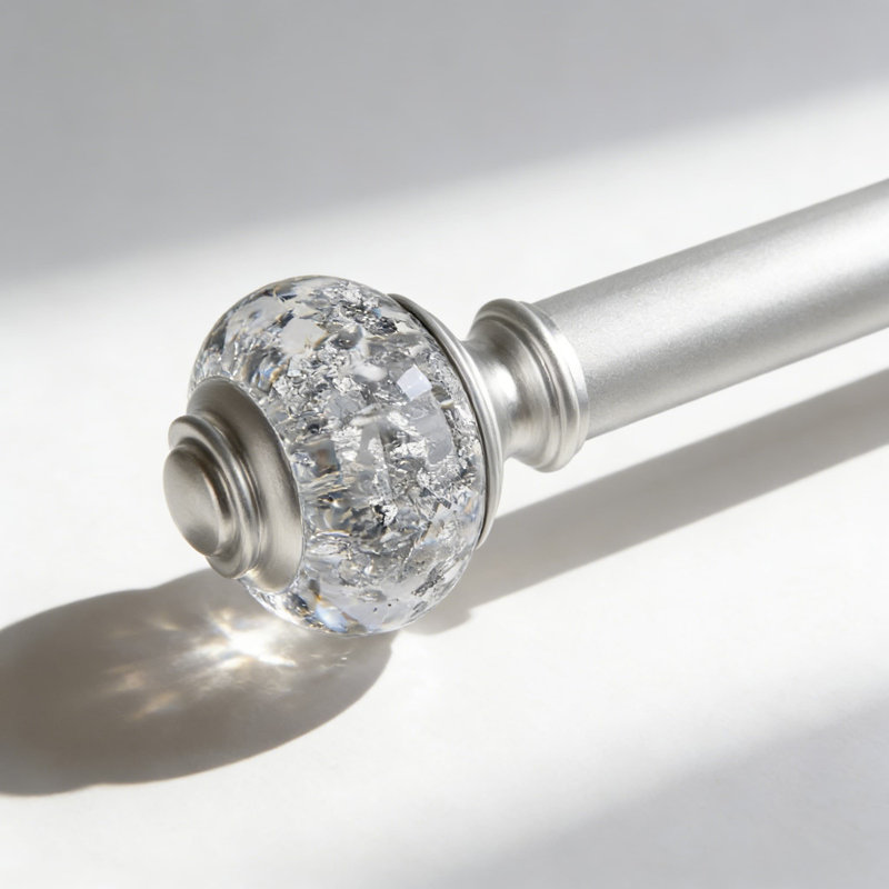 Tringle à rideaux télescopique simple avec embouts translucides - Tringle à rideaux en métal robuste de 1 pouce de diamètre pour fenêtres larges, longueur réglable pour une installation polyvalente