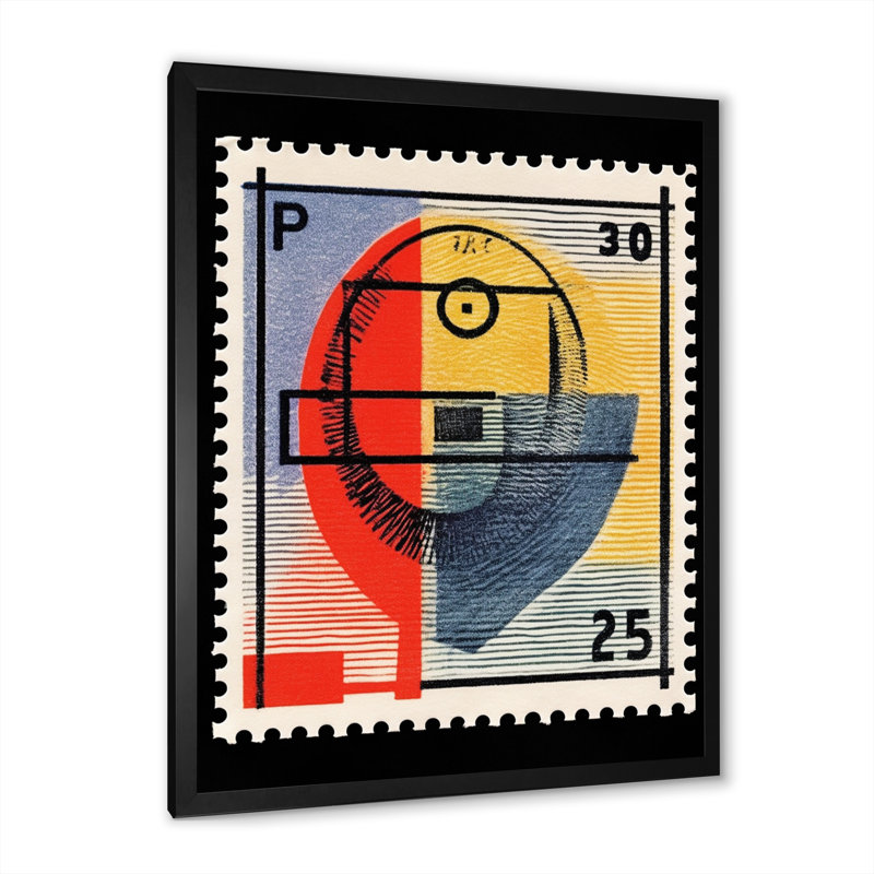 Timbre rétro - géométrie rétro - impression, Cadre simple argenté, H 40 po x l 30 po x P 1,5 po