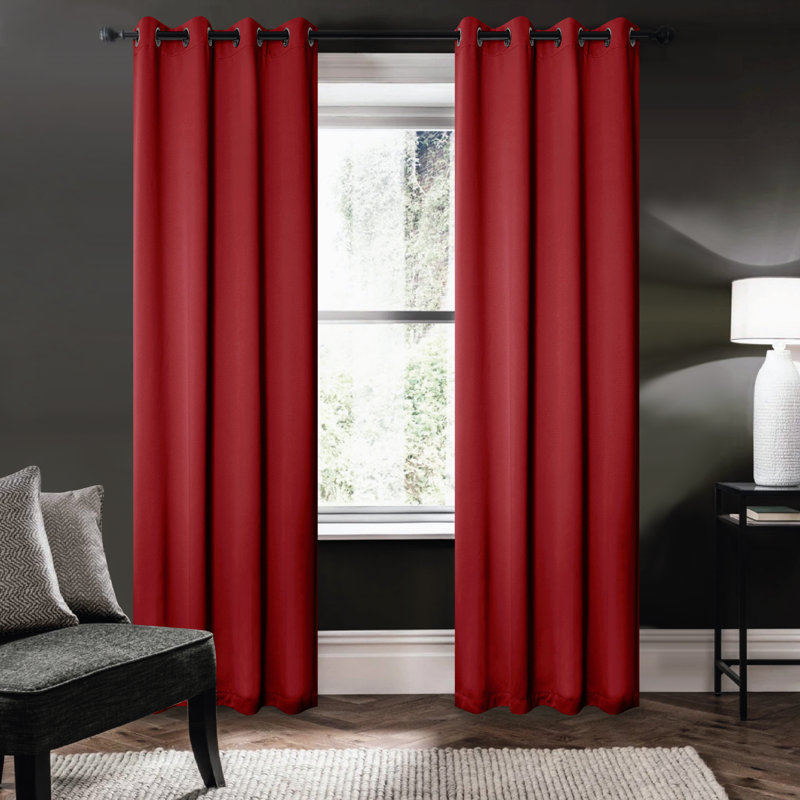 Fitnat 100% Blackout Window Curtain Panel, 52" W x 84" L, Red
