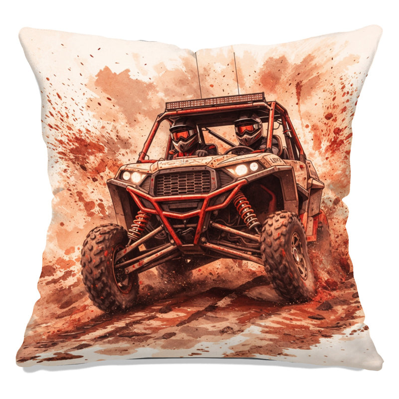Coussins décoratifs Off Road, 18 x 18 inches, Brun clair foncé / pêche clair