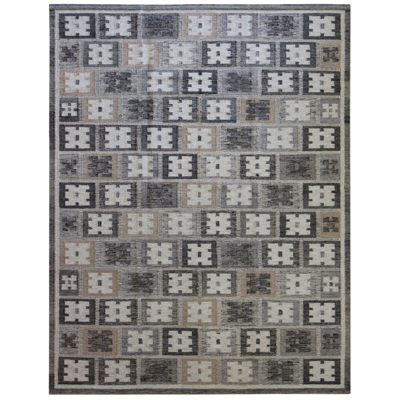 Tapis unique gris / beige / argent 9 pi 1 po x 12 pi Scandinavian