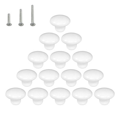 15 pièces de poignées en céramique brillantes blanches à boutons