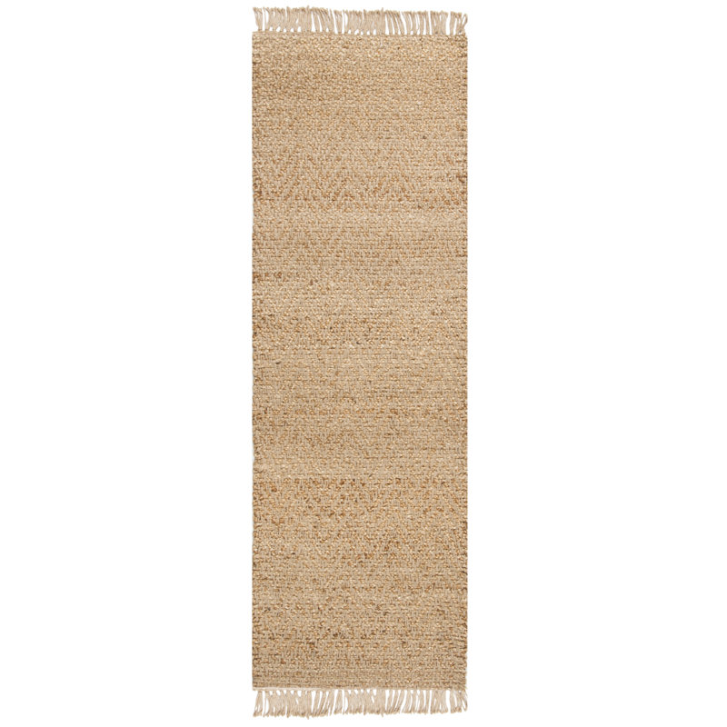 Tapis en jute tissé à la main Borrego, Tapis de couloir 2 pi 3 po x 11 pi