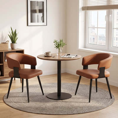 Modern Upholstered Dining Chair with Curved Back and Metal Legs (Set of 2)