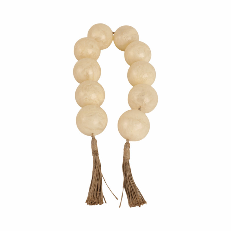 Sagebrook Home 46" Swirled 3" Resin Beaded Garland, White, Solid Color, Ivory