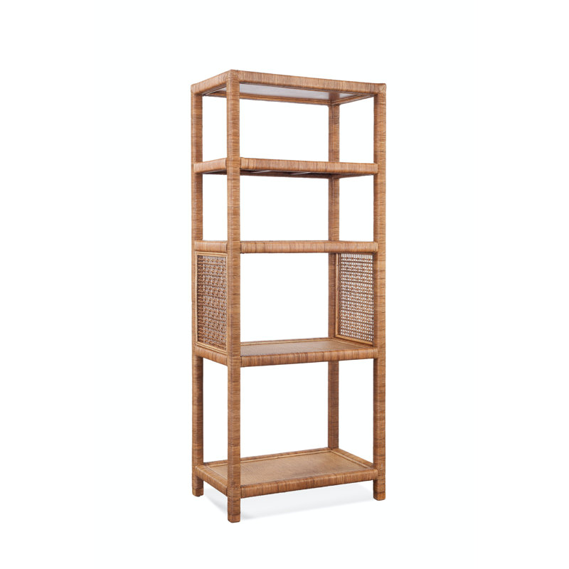 Étagère à livres en osier / rotin H 78 "x l 32" Glinda, Miel