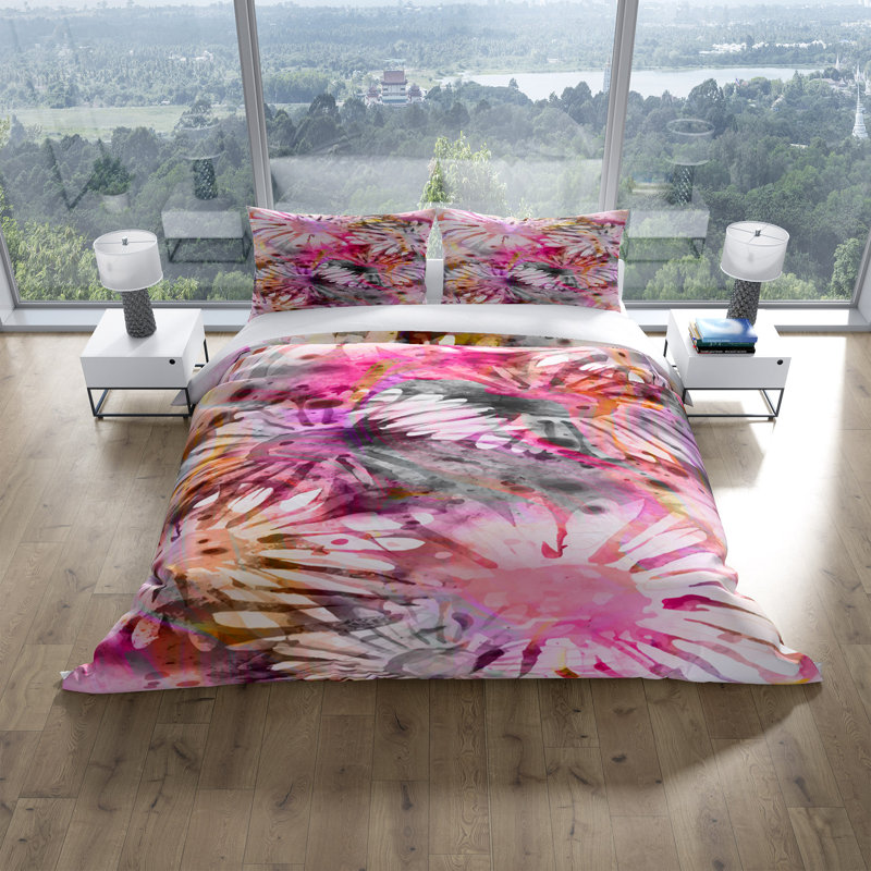 Polyester Floral Duvet Cover, Queen Duvet Cover + 2 Shams