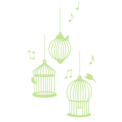 Décalcomanie murale cages d’oiseaux de chanson