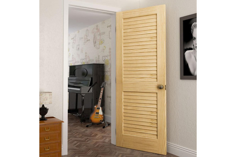 Louvered Solid Wood Primed Standard Door
