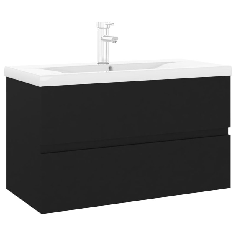 Audrae Wall Hung Single Vanity, 80cm, Black