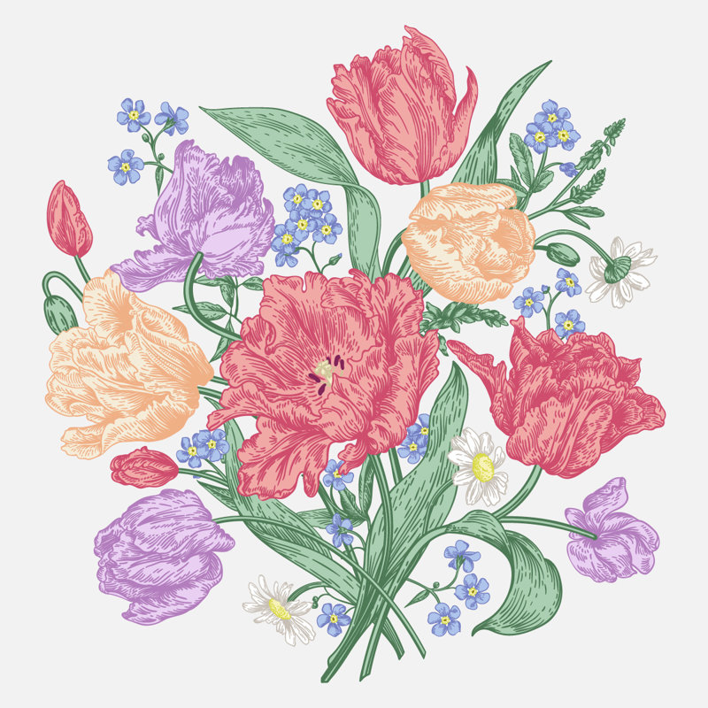 Floral Wall Mural, 8.33' W x 8.33' L