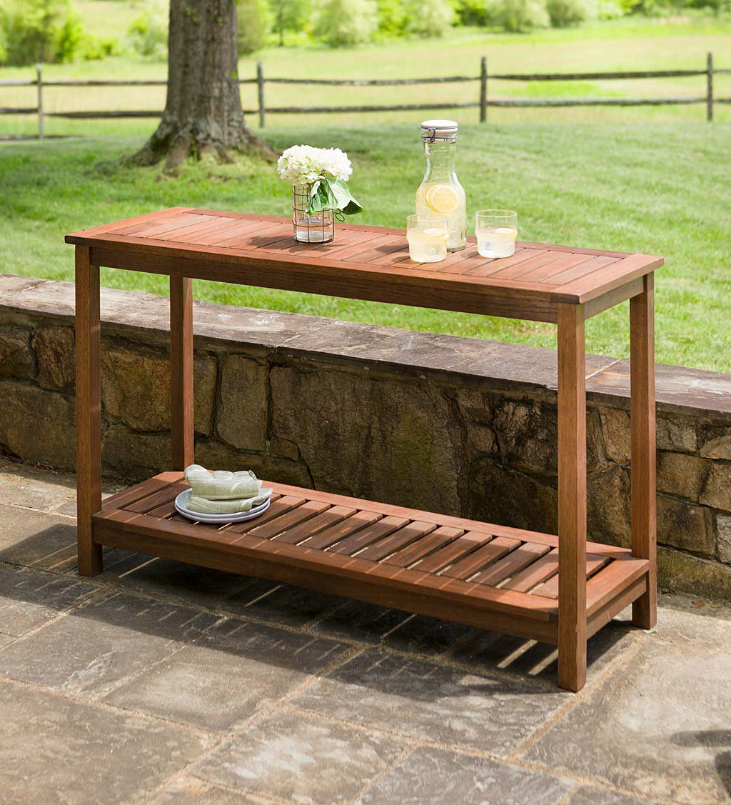 Wade Logan® Aree Eucalyptus Solid Wood Indoor/Outdoor Buffet & Console Table & Reviews | Wayfair