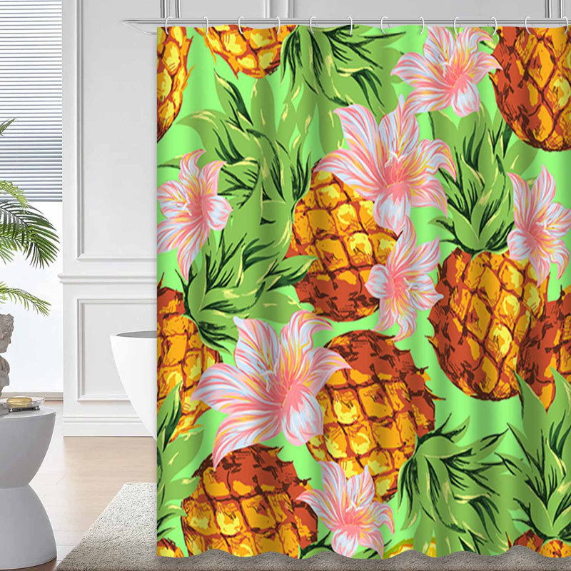 Rideau de douche Tropical Floral Blossom Beach Art avec 12 crochets, L 72 po x l 84 po