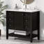Ensemble de meuble-lavabo autoportant 36 po avec évier, armoire en bois massif et panneau de fibres à densité moyenne avec 1 compartiment d'armoire et 3 tiroirs, noir